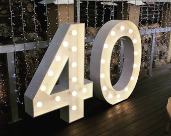30.40.Geburtstag Hintergrund Große Geburtstagszahlen Riesen-Festzelt-Zahlen leuchten Buchstaben Hochzeit Jubiläum Initialen Buchstaben