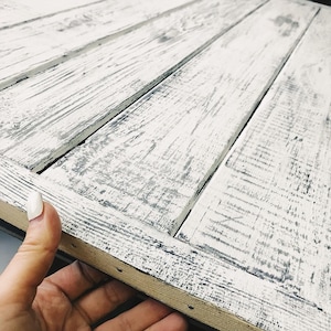 Distressed White Painted Rustic Wooden Photo Background Blank Shabby Chic Pallet Wall Sign Photography Surface food photography backdrop