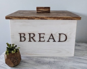Duży pojemnik na chleb drewniany rustykalny shabby chic prymitywny drewniany pojemnik na chleb beżowy biały pojemnik na chleb wiejski dom kuchnia pojemnik na chleb dekoracja ślubna