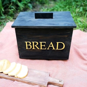 Svart brödlåda i trä stor lantlig brödlåda rustik brödkorg Mörkbrun brödlåda köksorganisatör