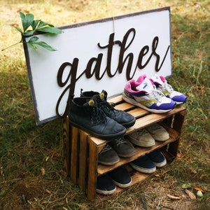 24&quot; Farmhouse shoe rack Rustic shoe rack Wooden shoe crate decoration Wooden apple box Entryway shoe rack organizer burnt wood crates barn