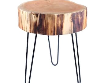 20" Boomplaat salontafel live edge nachtkastje Boomschijftafel Log Accent Tafel tak, einde, log, zijkant, plak, stronk, tafel, boom, stam