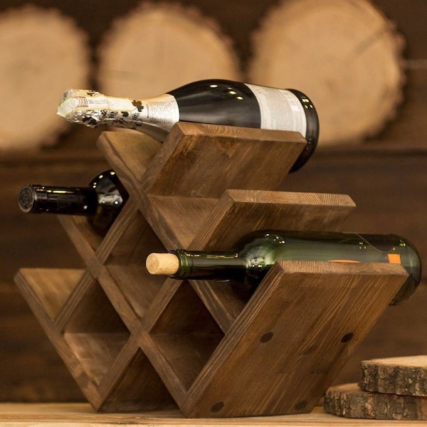 casier à vin en bois, porte-vin en bois, casier à vin rustique, cube à vin, casier à vin de table, casier à vin en chêne, casier à vin rustique, cadeau du père