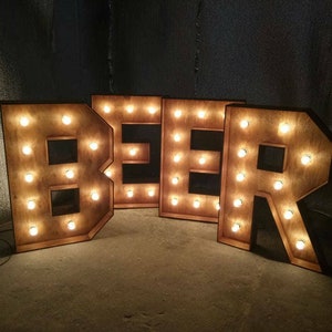 3 pies 4 pies letras grandes de madera bar cerveza restaurante letras de marquesina ligeras grandes iniciales de boda números personalizados letrero iluminado gigante