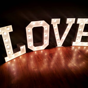 Giant 48 inches large letter lights big wedding love sign Large letter number light up letters Marquee Letter lights wooden wedding backdrop image 6