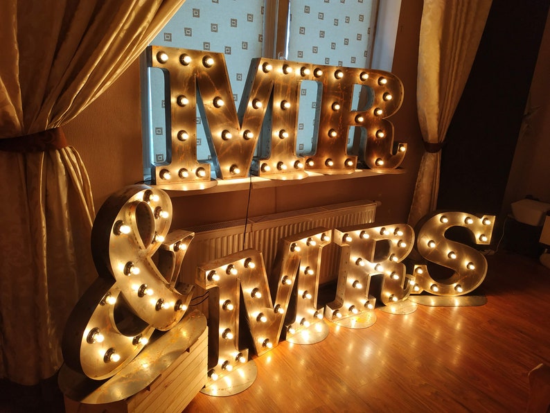 Large mr and mrs love light up letters metal marquee sign Etsy Large mr and mrs love light up letters metal marquee sign Etsy