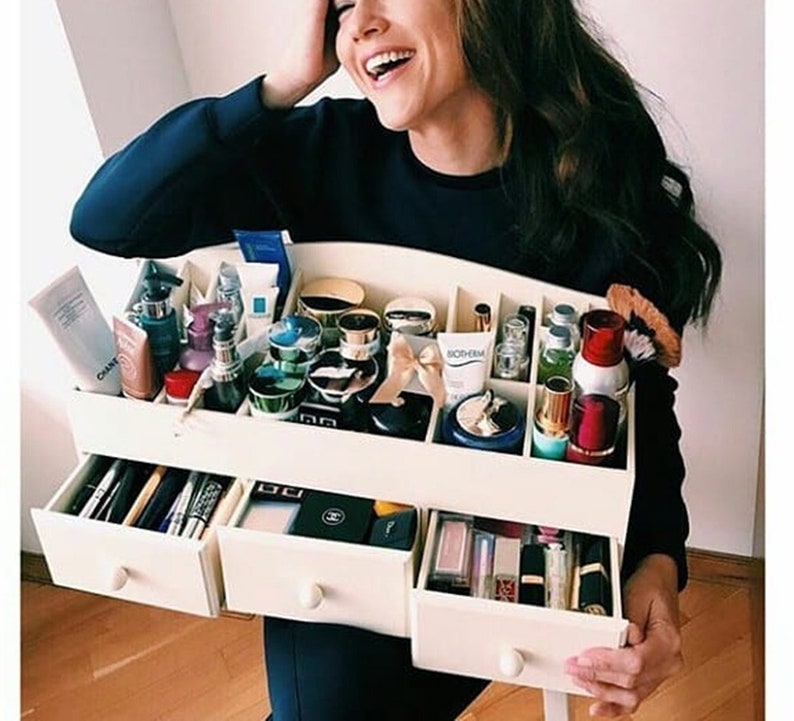 Extra Large Makeup Organizer White Wooden Make up Organizer Etsy