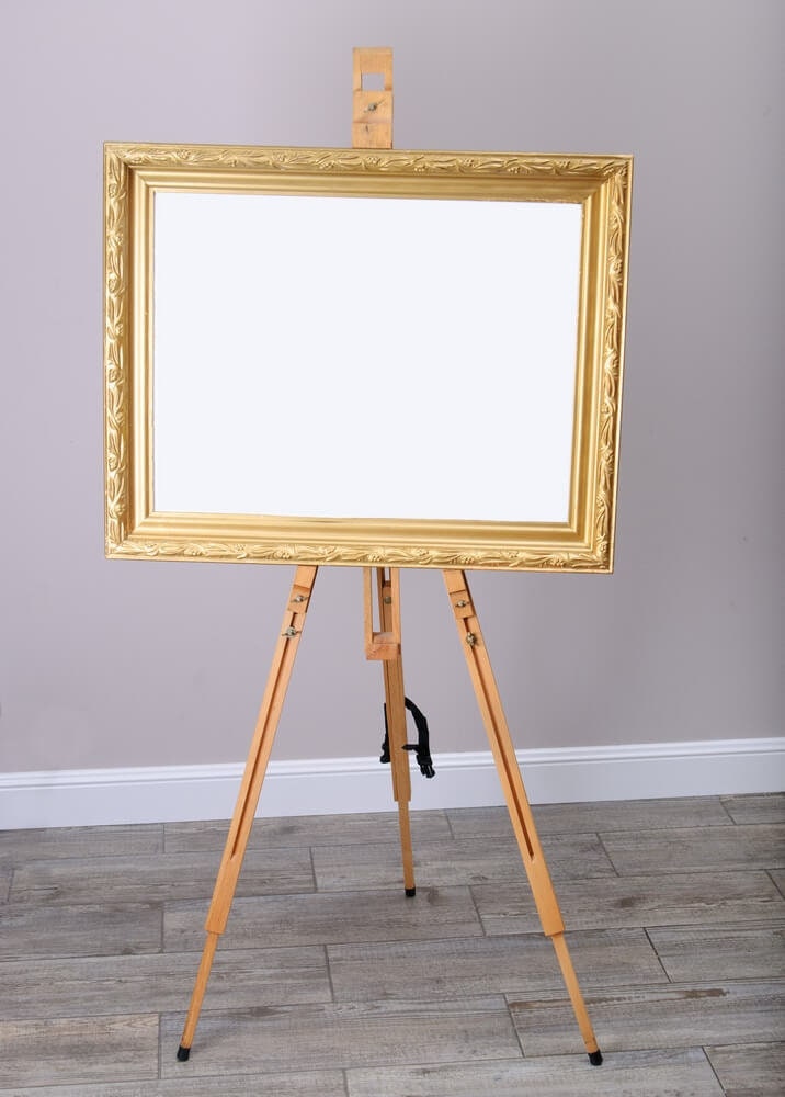 WHITE Easel Wood 5ft Floor Display Large Wedding Sign Stand . Holds Clear  Acrylic Chalkboard Foam Board Canvas Wood Signage up to 30 X 40 In -   Israel