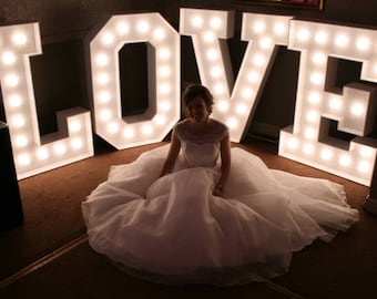 Giant 48 inches large letter lights big wedding love sign Large letter number light up letters Marquee Letter lights wooden wedding backdrop