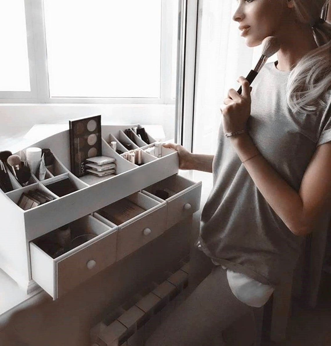 Extra Large Makeup Organizer White Wooden Make up Organizer Etsy