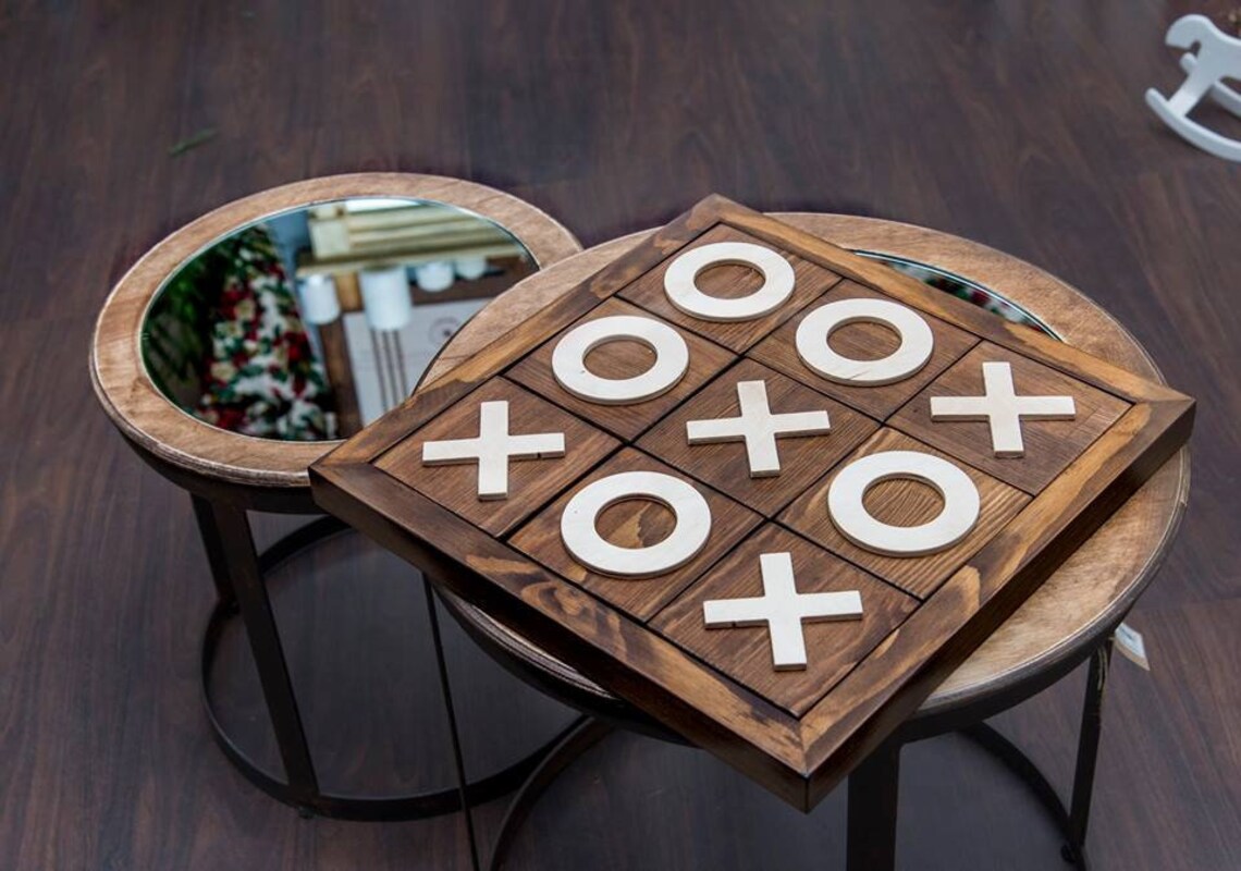 Tic Tac Toe Oversize Wood Game Board Rustic Wood Table Game - Etsy