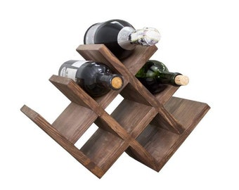 Botellero de madera para palets, botellero, botellero de madera recuperada, cubo de vino, botellero de mesa, botellero de roble, botellero rústico, regalo para amantes del vino