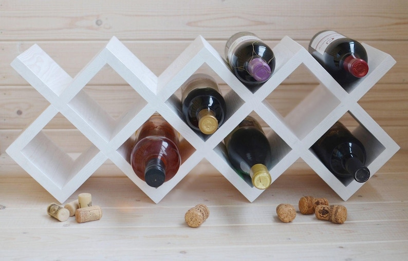 White Wooden Wine Rackwood Wine Rackwine Rack Tablewine Etsy