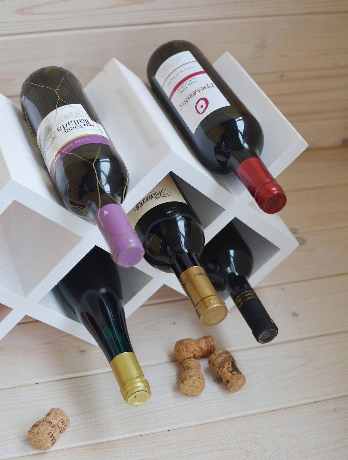 White Wooden Wine Rackwood Wine Rackwine Rack Tablewine Etsy