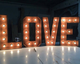 Large marquee letters Rustic wedding LOVE sign Barn wedding LOVE letters Sustom 3D letter Personalized light up letters backdrop