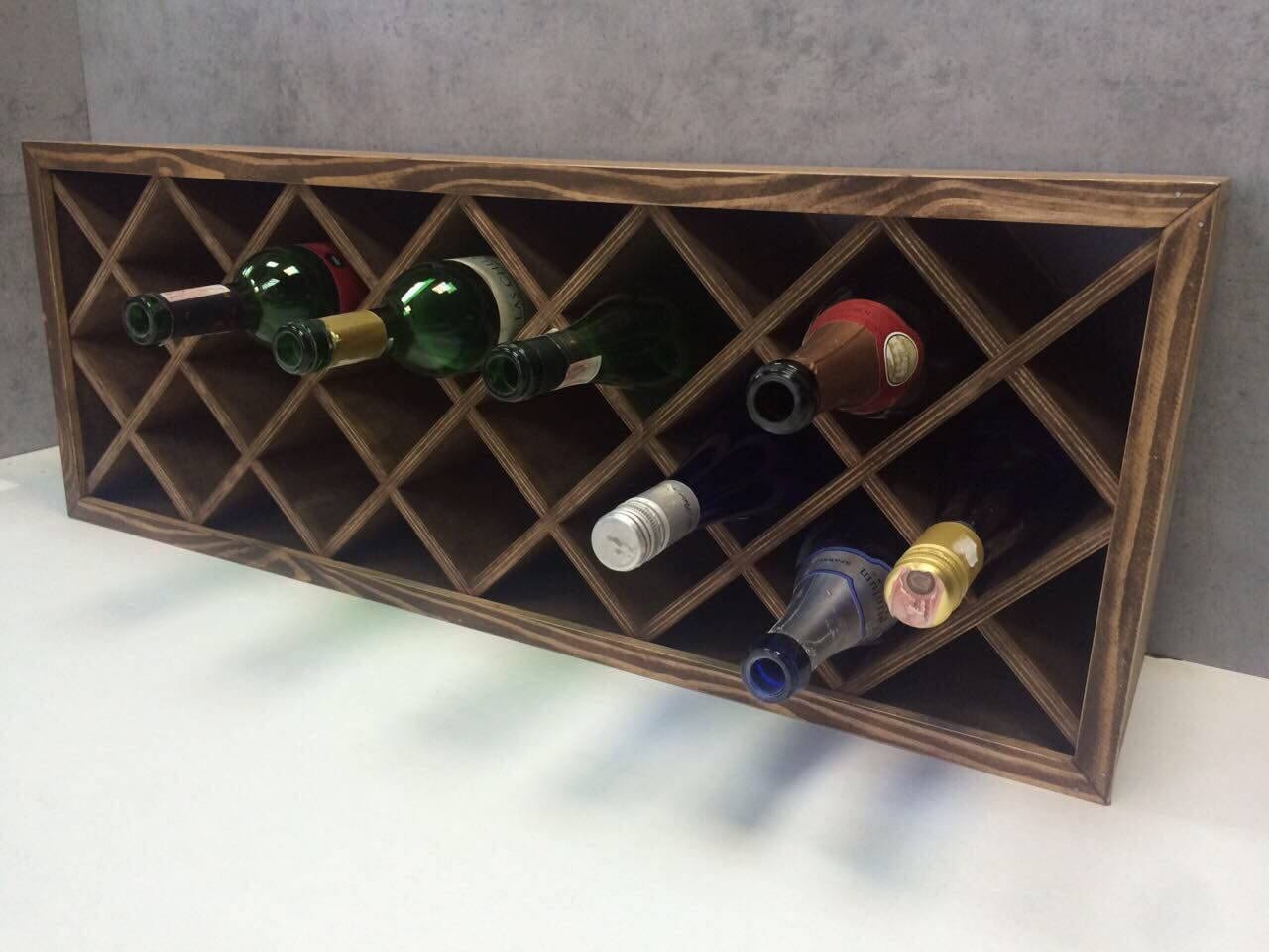 16 Bottle Large Wooden Wine Rack Rustic Floor Wine Holder Wine Etsy