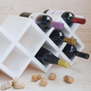 white wooden wine rack-wood wine rack-wine rack table-wine stand-wine holder-wedding wine organizer-wedding bottle stand-wooden gifts