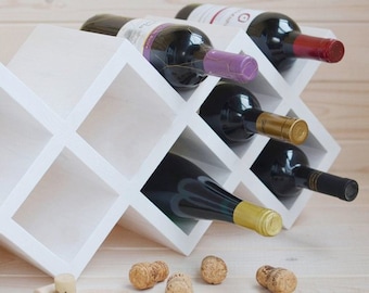botellero de madera blanca-botellero de madera-botellero de mesa-soporte para vino-soporte para vino-organizador de vino para bodas-soporte para botellas para bodas-regalos de madera