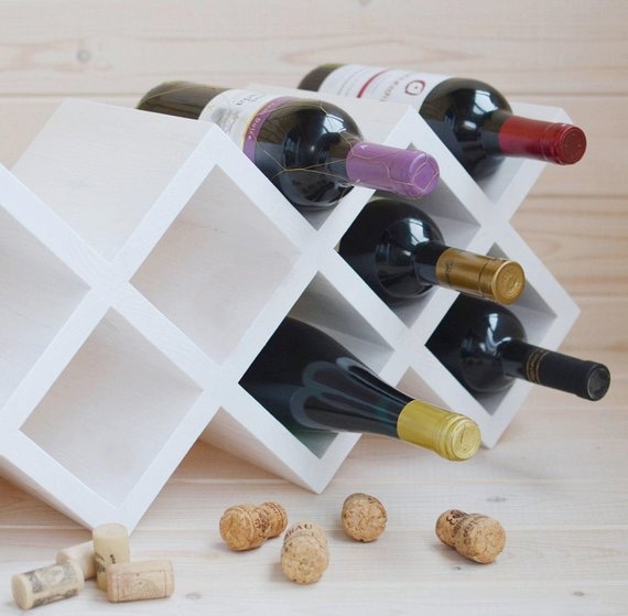 Weißes Weinregal aus Holz-Holzweinregal-Weinregal Tisch-Weinständer-Weinhalter-Hochzeitsweinveranstalter-Hochzeitsflaschenständer-Holzgeschenke