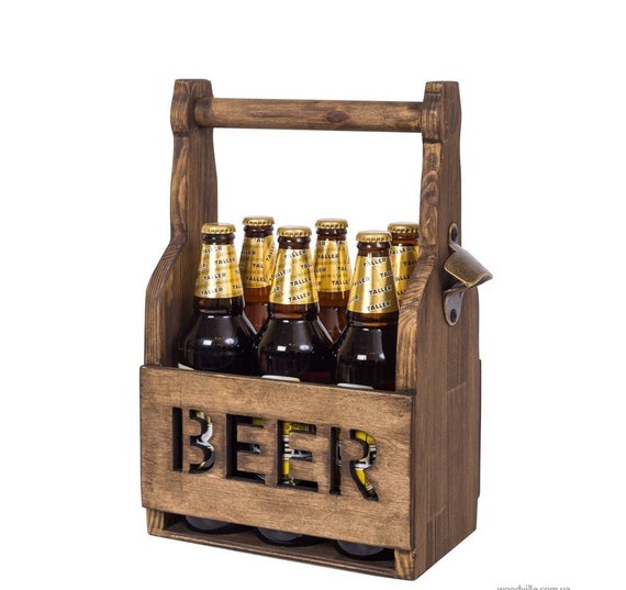 Beer Holder Wooden Beer Tote Beer Carrier Beer Tote Beer Caddy 6 Pack  Holder Six Pack Holder Six Back Carrier Wooden Caddy 