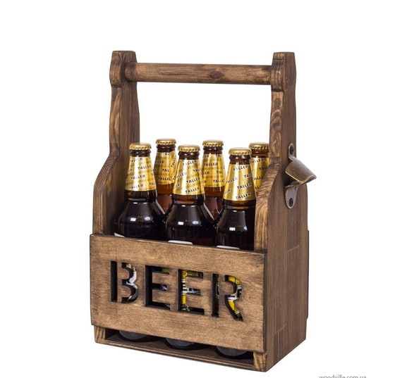 Bierhalter | Bierbeutel aus Holz | Bierträger | Bierbeutel | Bierdose | 6er Pack Halter | Six Pack Halter | Sechs Rückenträger | Holz caddy