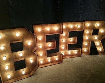 Rustic marquee letters Barn wedding lights backdrop Bar wedding letters wooden light up letters