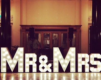 3 ft Large marquee lights, mr & mrs letter lights, Decor sign lights Large Marquee Letter lights Personalized wooden wedding backdrop