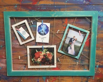 wedding clothespin frame large guestbook frame rustic wooden photo display distressed wood photo holder