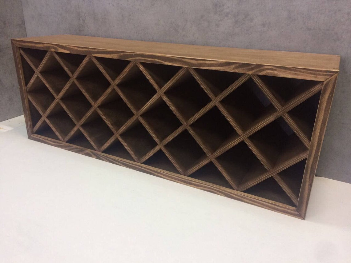 16 Bottle Large Wooden Wine Rack Rustic Floor Wine Holder Wine Etsy