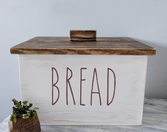 Gran caja de pan de madera granero de almacenamiento de pan rústico blanco cubo de pan de madera Organizador de pan Decoración de la cocina de la granja