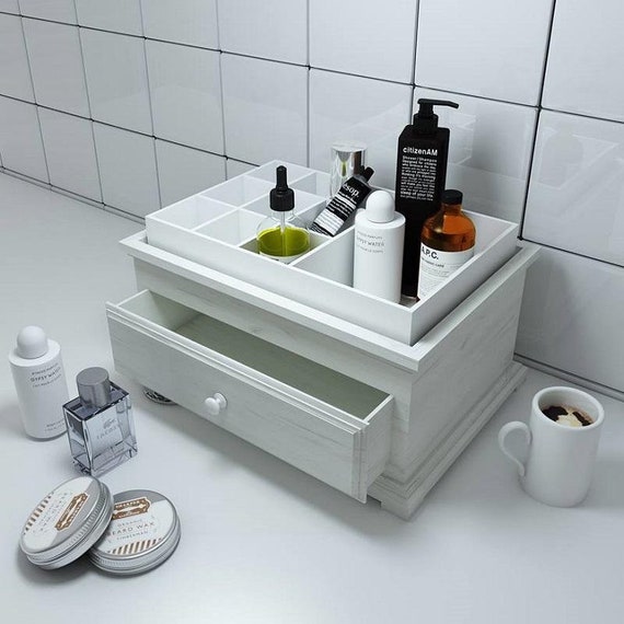 Men Organizer Box Mens Care Bath Cosmetic Organizer Wooden Etsy