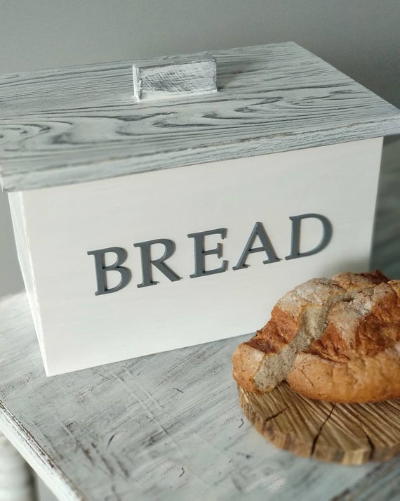 Grande contenitore per il pane in legno rustico shabby chic primitivo contenitore  per il pane in legno beige bianco contenitore per il pane da cucina della  fattoria, decorazione per matrimoni 