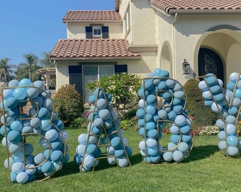 Letras de bebé baby shower Marco de metal Número Dígitos Letras para flor Globo Guirnalda 1er cumpleaños Foto Fondo Prop Una letra de dos niños