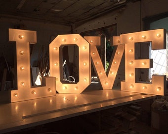 16-52 inches large marquee letters light up letters large marquee numbers, wedding sign, light up sign, Marquee Letter lights, wooden letter