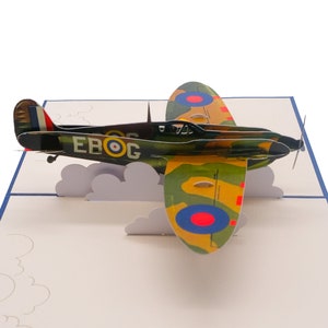 Pop-upkaart Spitfire, verjaardagskaart/Vaderdagkaart/80e verjaardag Battle of Britain