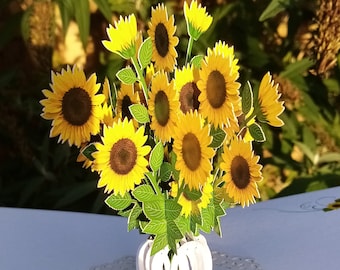 Sunflowers pop up 3D card/ birthday/ get well/mother's day/anniversary