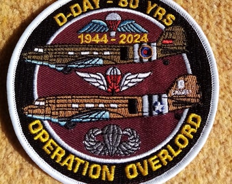 D Day 80th Anniversary embroidered patch Dakotas over Normandy