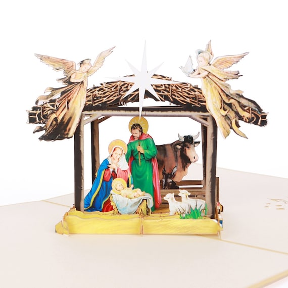 3D Pop Up Greeting Card Jesus Nativity Birthday Christmas Thanksgiving Gift 
