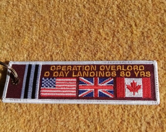 D Day 80th Anniversary embroidered keyring Dakotas, USA, UK, Canada