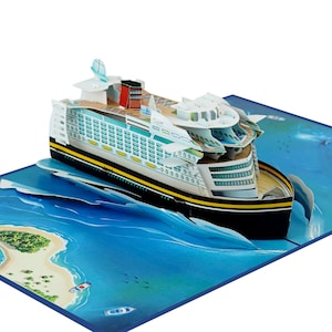 3D Cruise Ship Pop Up Card: Birthday, Retirement, Holiday