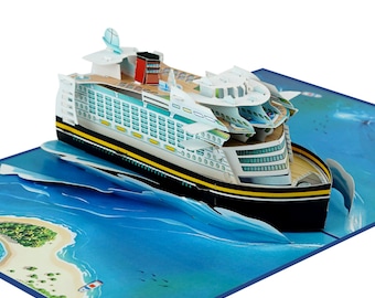 3D Cruise Ship Pop Up Card: Birthday, Retirement, Holiday
