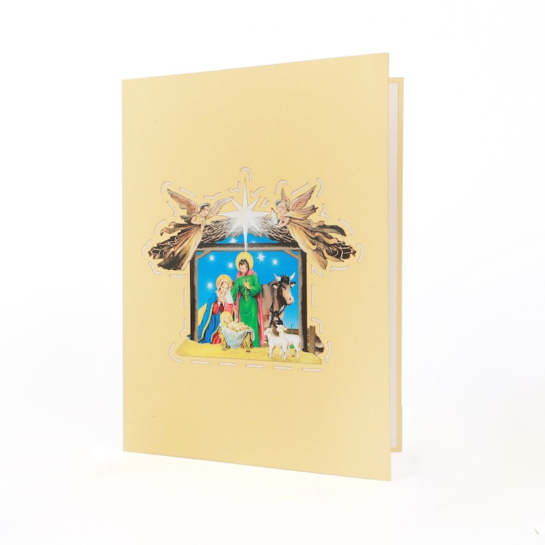 Christmas Nativity pop up card 3D traditional Christmas/family/ Jesus/Mary/Joseph/religious image 2