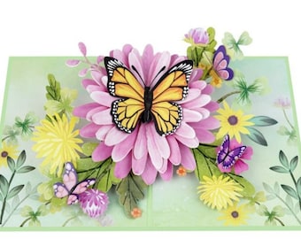 Butterfly and flower pop up card, birthday card, anniversary