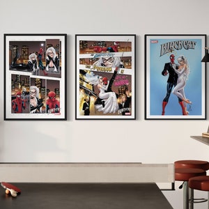 Black Cat Spider Man Married Digital Download, Set of 3 Comic Strips, Spider-Man Gifts, Black Cat Prints, Comic Covers, Spider Man Prints