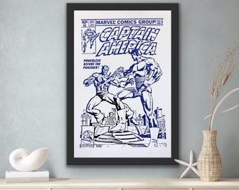 Captain America Comic Cover Foil Print, Comics, Comic Book Print, Comic Book Picture, Foil Print, Gifts For Him, Gifts For Kids, Cap America