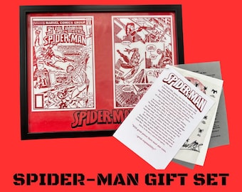 Impresión artística enmarcada de Spider-Man: portada de cómic, homenaje a Stan Lee