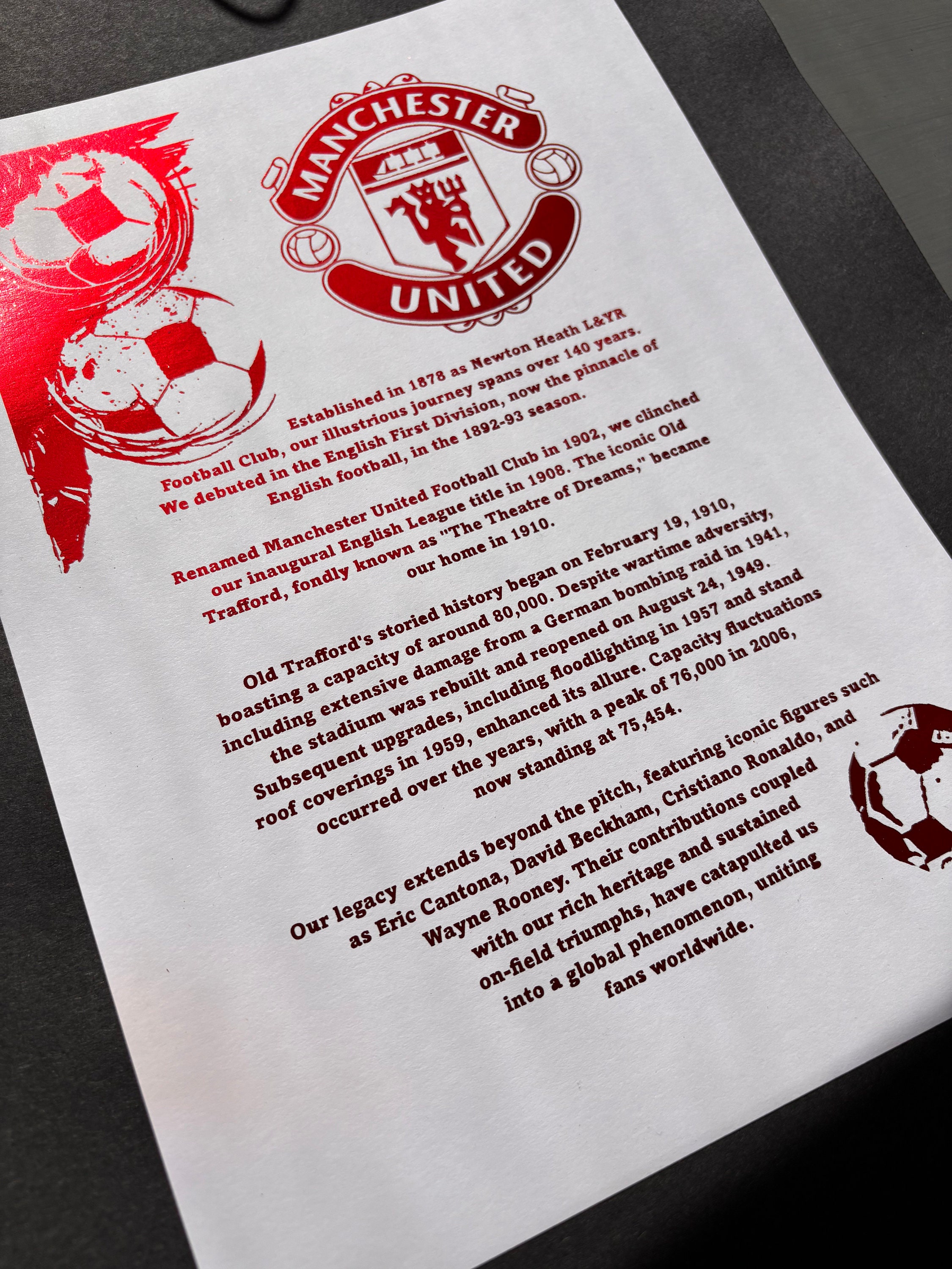 Poster Manchester United Con Autografi In Edizione Limitata 2024 - Formato A3 (30x42 Cm) Senza Cornice - Memorabilia Da Collezione - 3