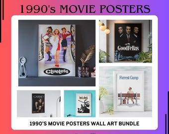 1990s Movie Poster Bundle: 450+ Retro Film Art Prints (Digital Download A4 Size JPGs)