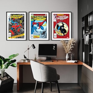 100 周年、200 周年、300 周年記念版スパイダーマン コミック カバー プリント、3 枚セット、スパイダーマン ギフト、ユニークなギフト、スパイダーマン プリント、デジタル ダウンロード
