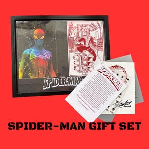 Spider-Man Wall Art Gift, Framed 8x10 Superhero Art, Comic Cover Foil Print, Comic Poster, Spider Man Fan Gift, Stan Lee Tribute, Comic Book